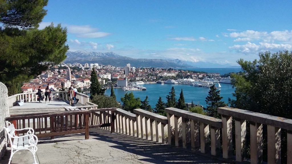 Split, view from Marjan on the old part of the city and the harbor.